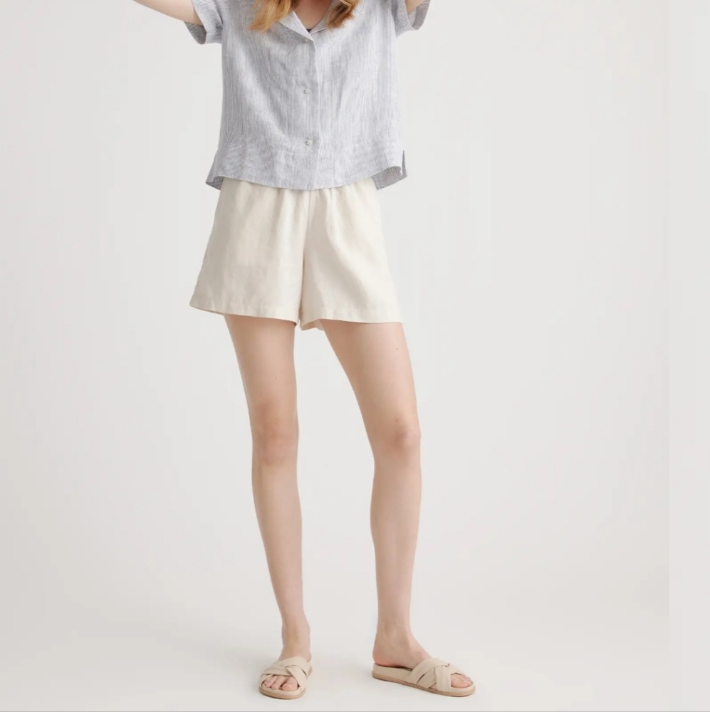 Quince 100% European Linen High Waisted Shorts
